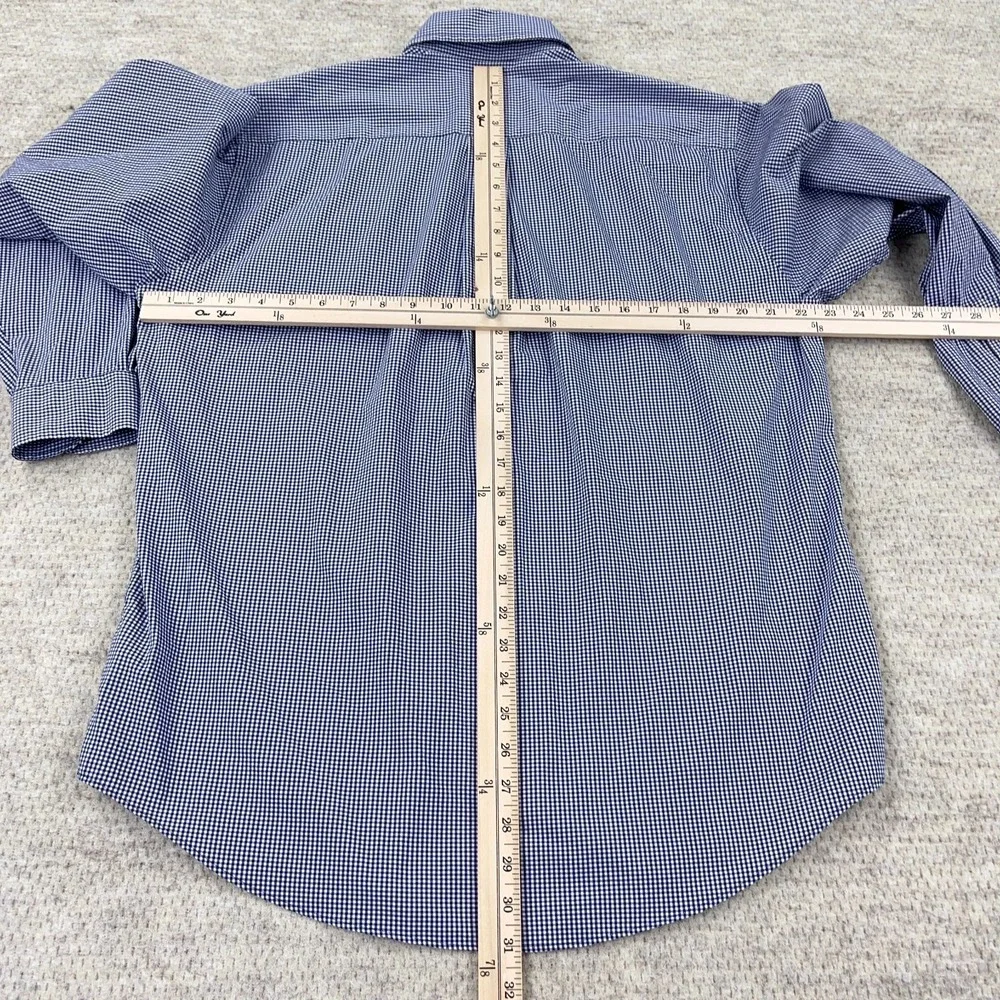 Brooks Brothers Shirt Men Medium Blue Button Up Madison Check Plaid Poplin - Picture 8 of 12
